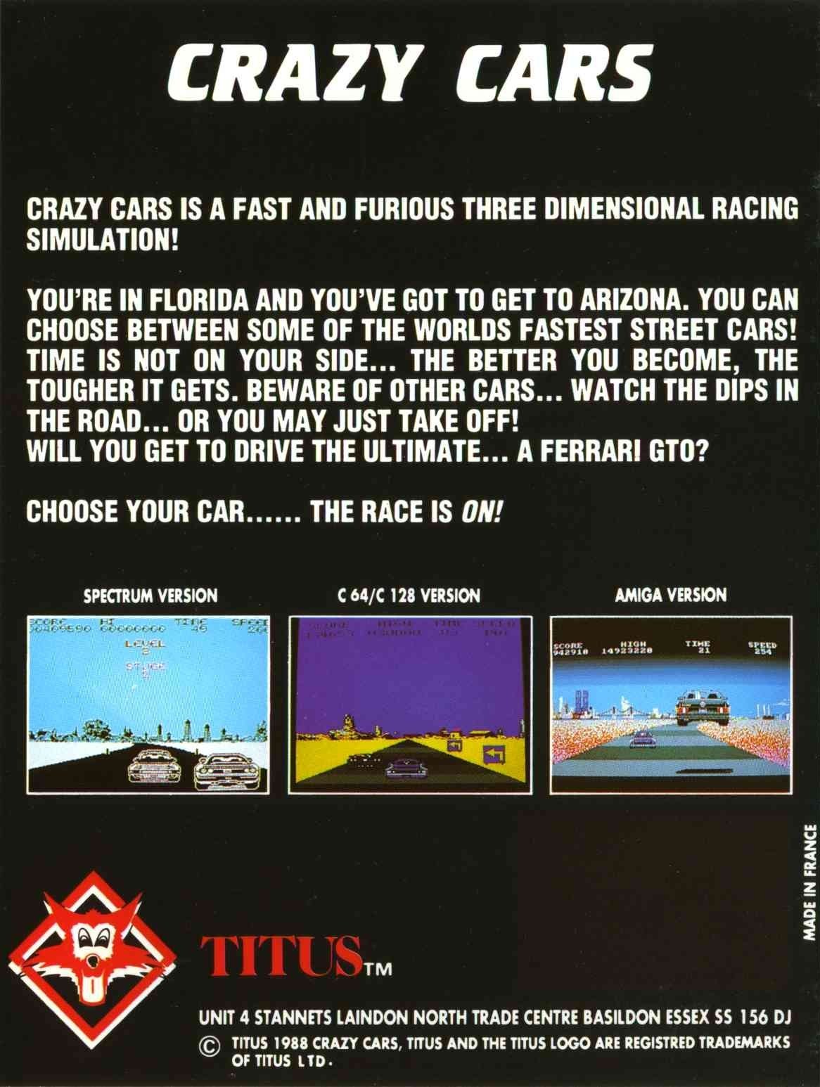 video game Crazy Cars Image
