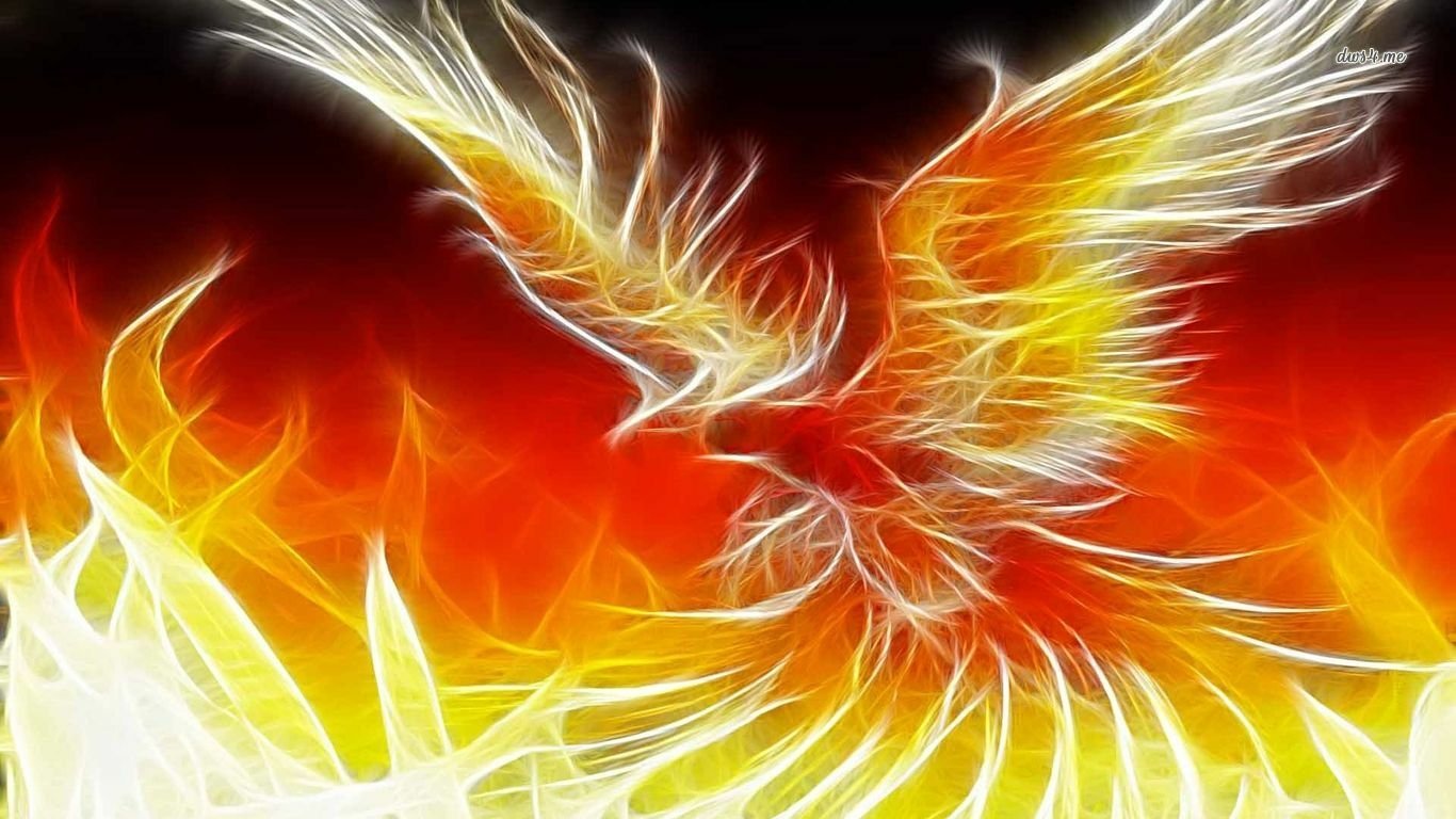 A vibrant phoenix soars through a vivid background of flames, embodying the essence of fantasy with its radiant colors and dynamic energy.