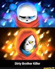 Two scenes from the video game Undertale show sad expressions on the characters Sans and Papyrus, with glowing blue and orange flames surrounding them.