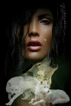 tears wolf fantasy woman Image