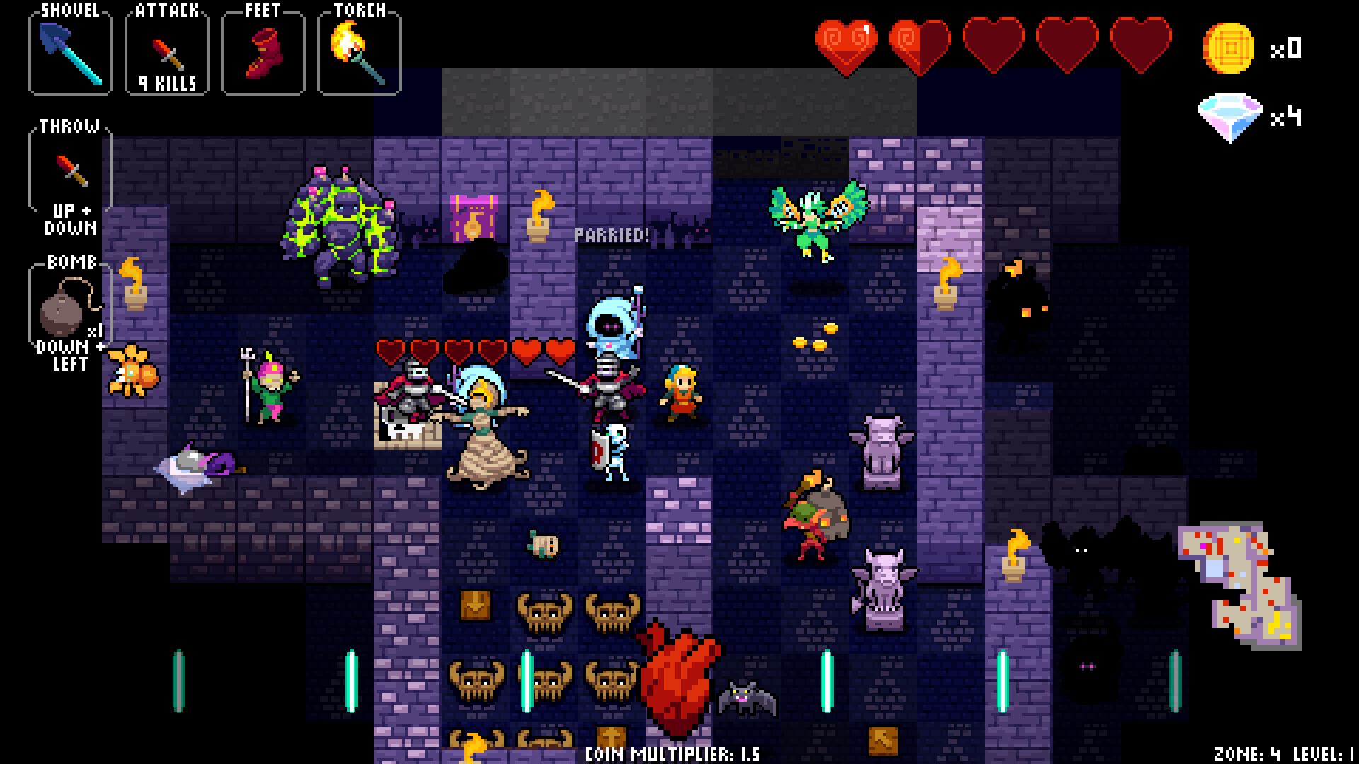 video game Crypt of the NecroDancer dungeon RPG pixel art Image
