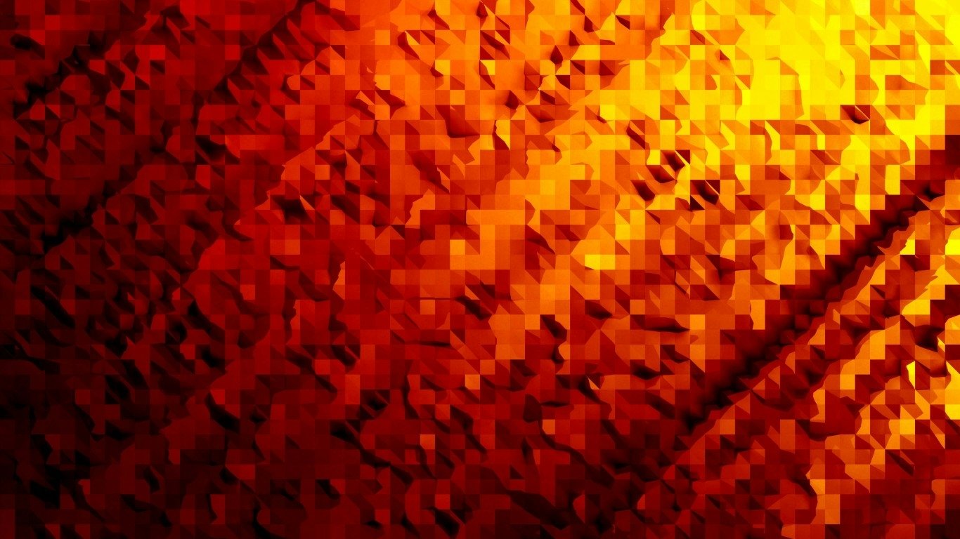 Abstract geometric pattern with vibrant orange hues creating a dynamic mosaic effect across the surface.