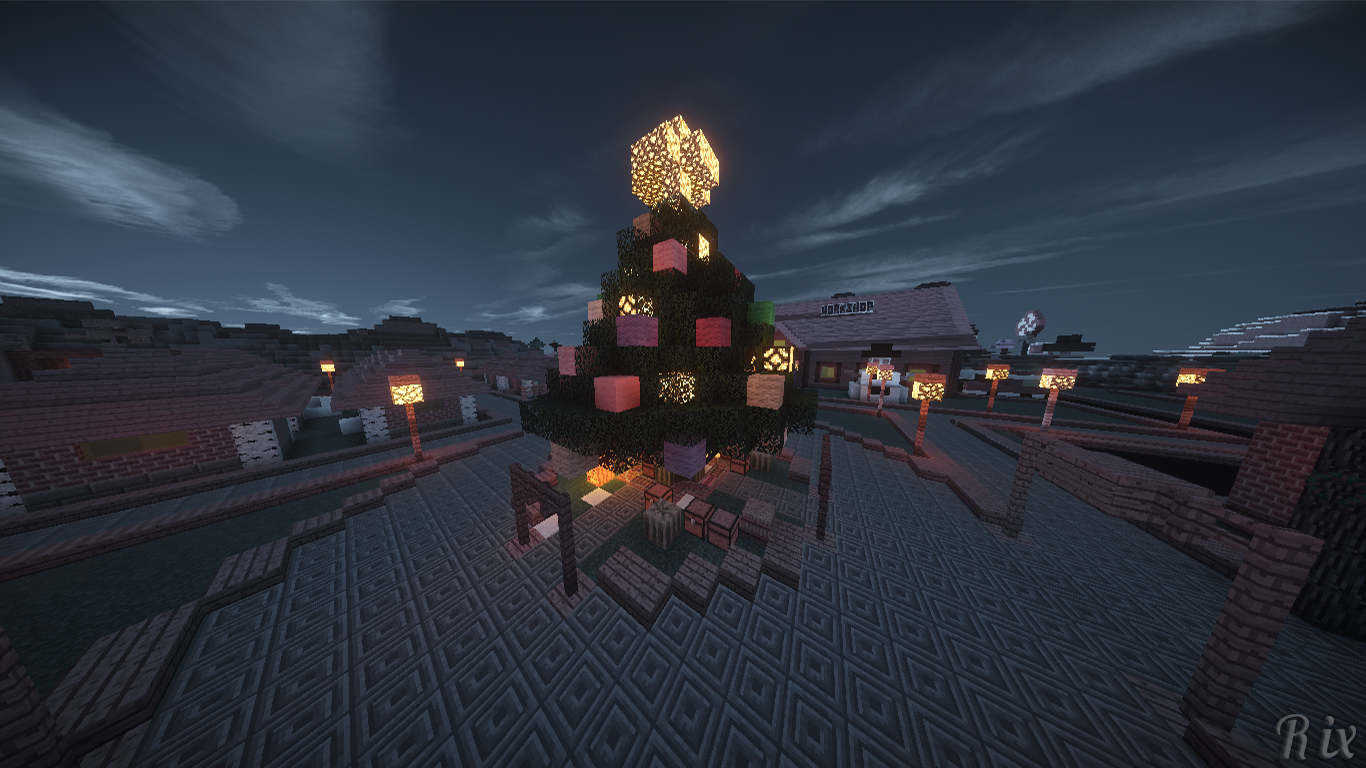 Christmas in minecraft wallpaper. Майнкрафт новый год. Новогодняя деревня в МАЙНКРАФТЕ. Зимняя деревня в МАЙНКРАФТЕ С шейдерами. Новогодняя ёлка майнкрафт с шейдерами.