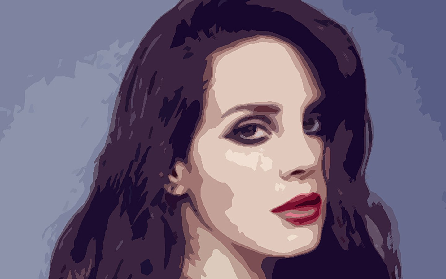 Stylized Photoshop portrait of an American female singer’s face with dark hair, smoky eyes and red lipstick, channeling moody, vintage pop music glamour.