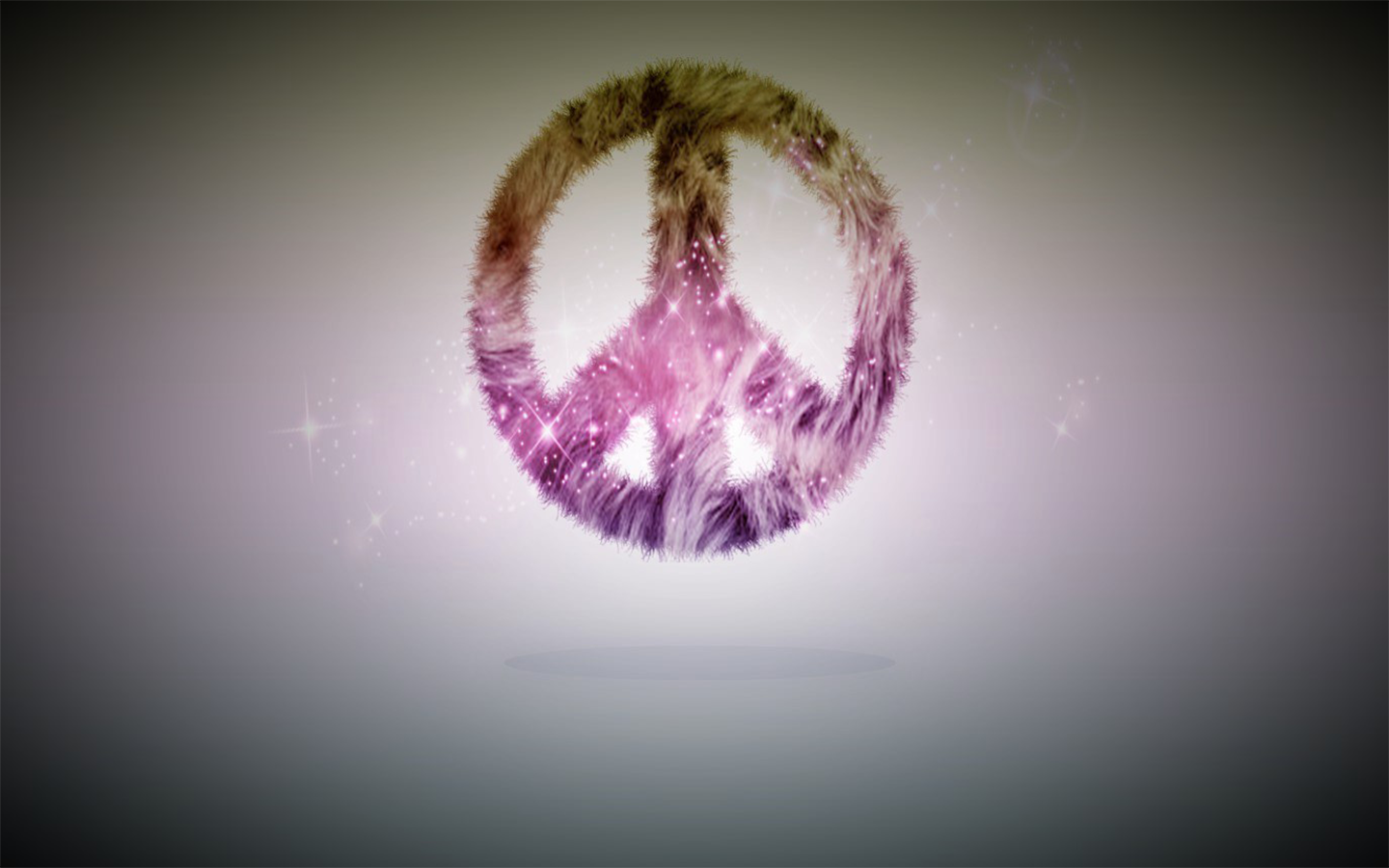 A vibrant peace symbol adorned with sparkles and a colorful texture, set against a soft gradient background, representing harmony and tranquility.