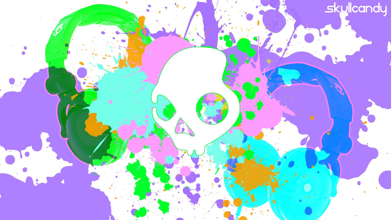 colorful headphones music candy skull artistic Image