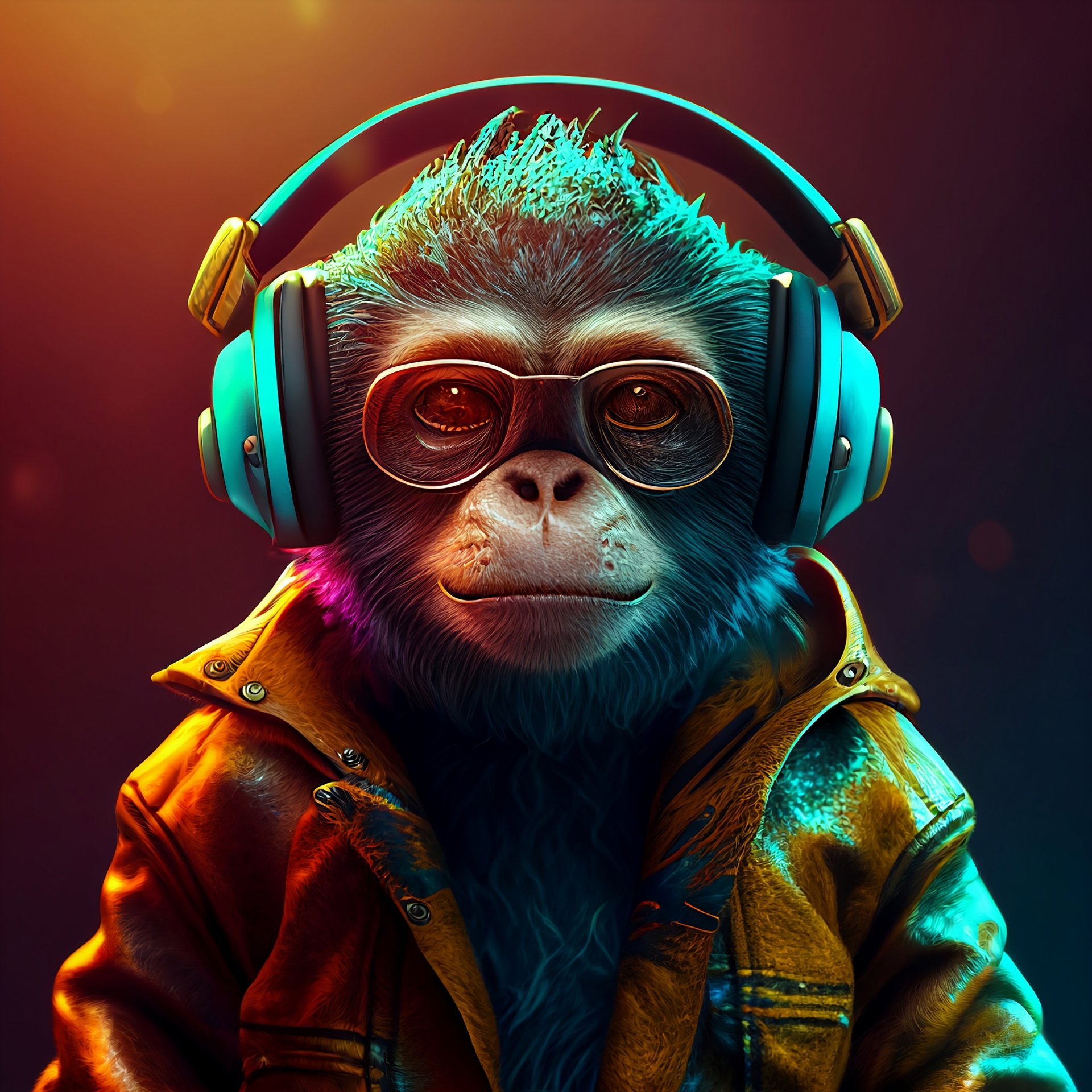  a cute baby monkey DJ