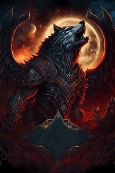 full moon fantasy wolf Image