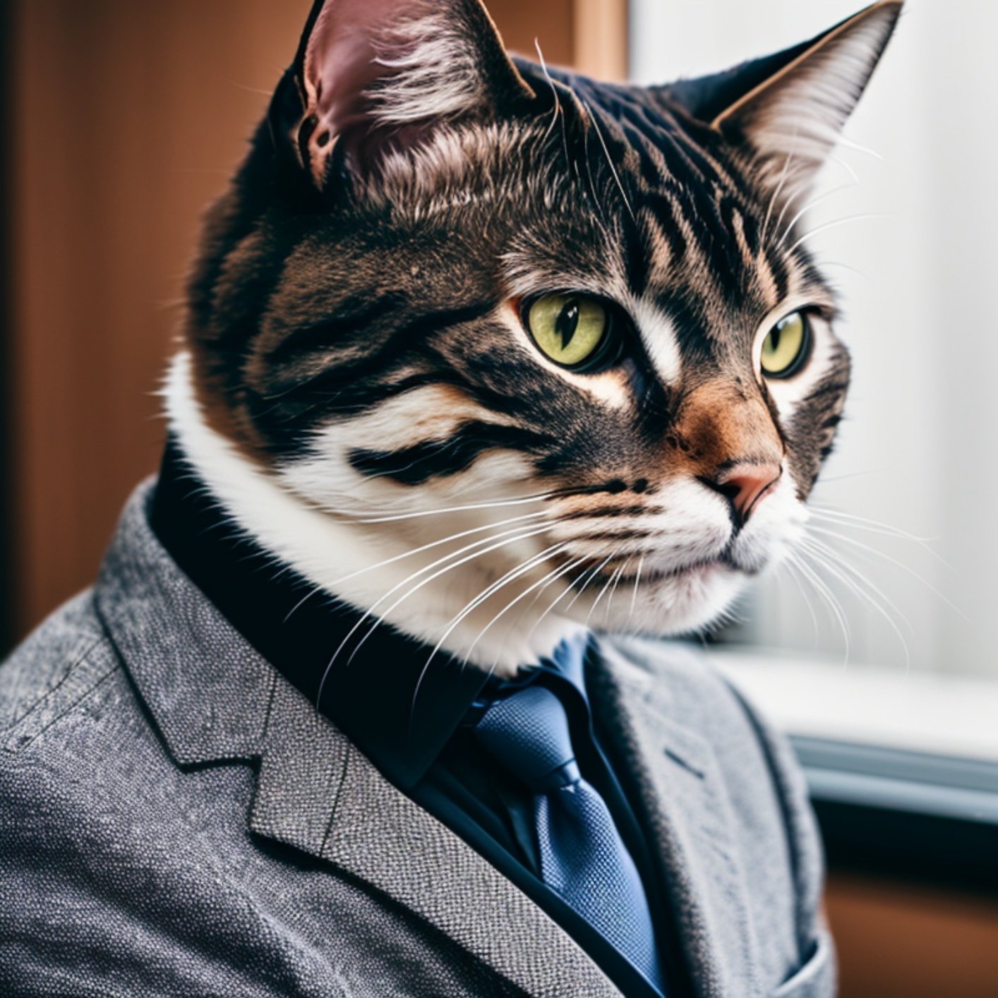  A cat wearing suit and tie