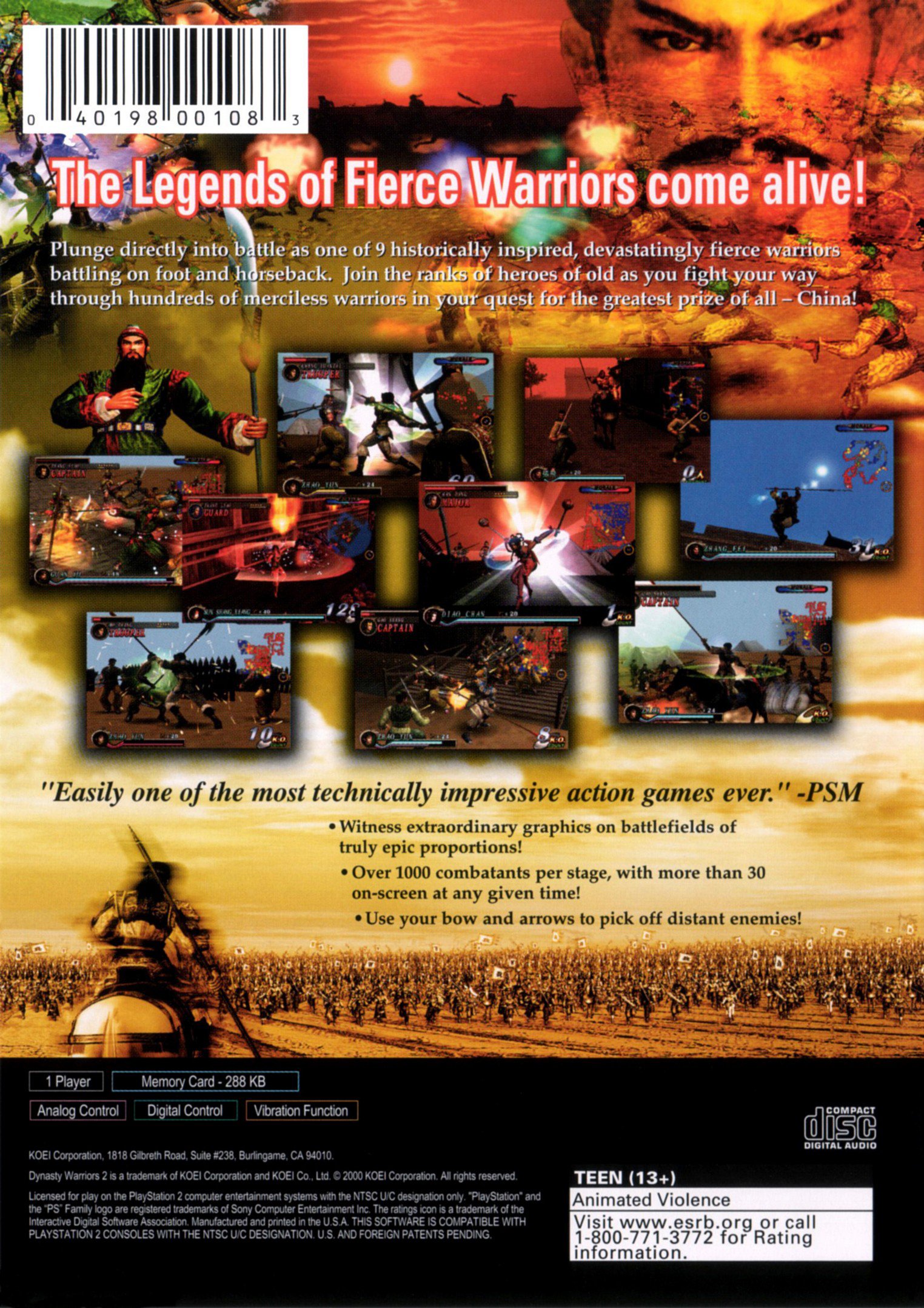 video game Dynasty Warriors 2 Image