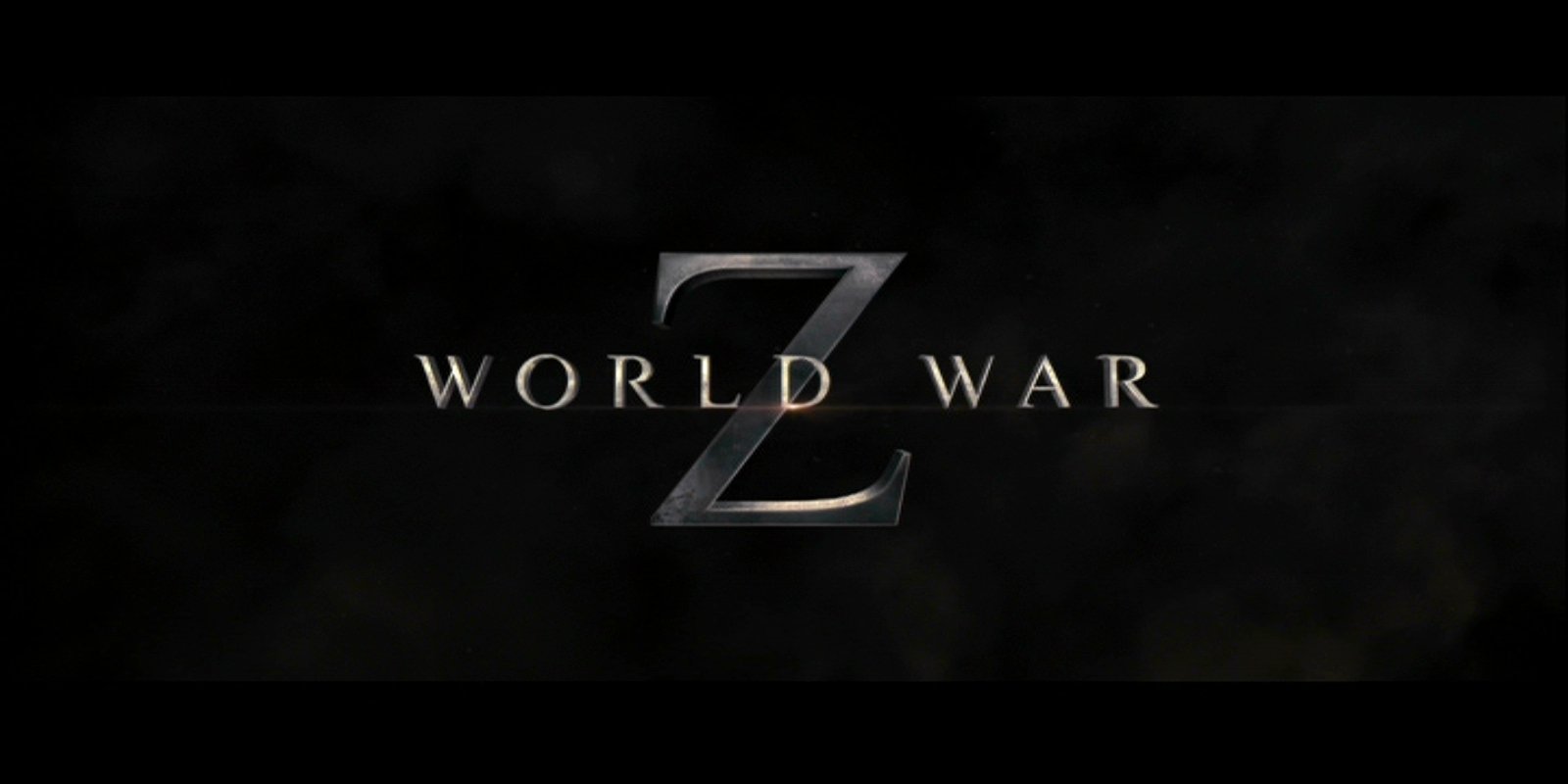 World War Z movie title card: metallic Z with WORLD WAR above it on a dark, smoky background.
