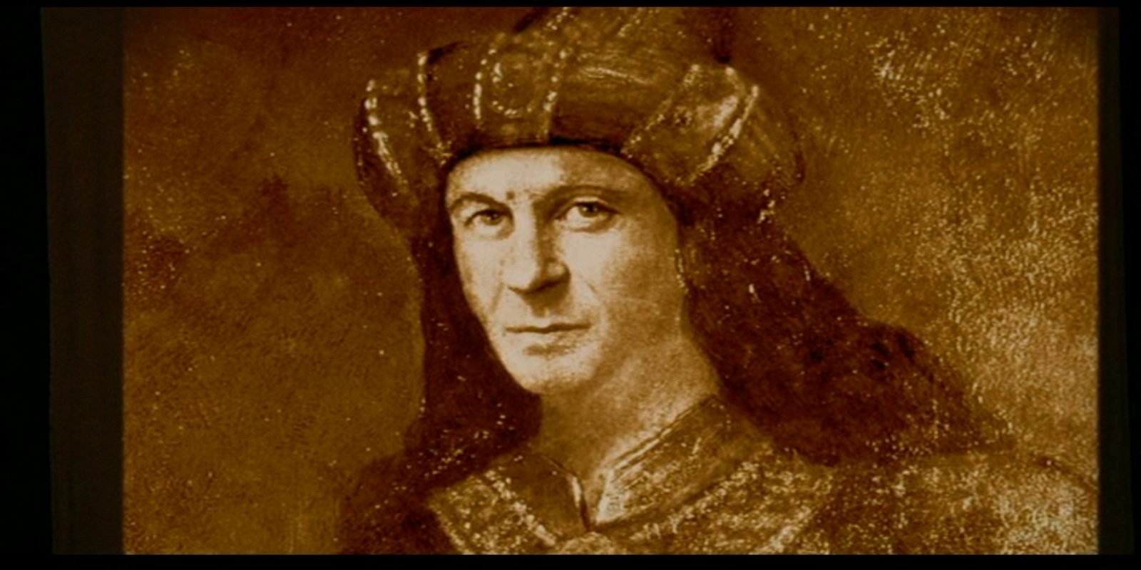 A vintage-style portrait of a man in elaborate attire, featured in the movie Van Helsing, capturing a historical and mysterious atmosphere.