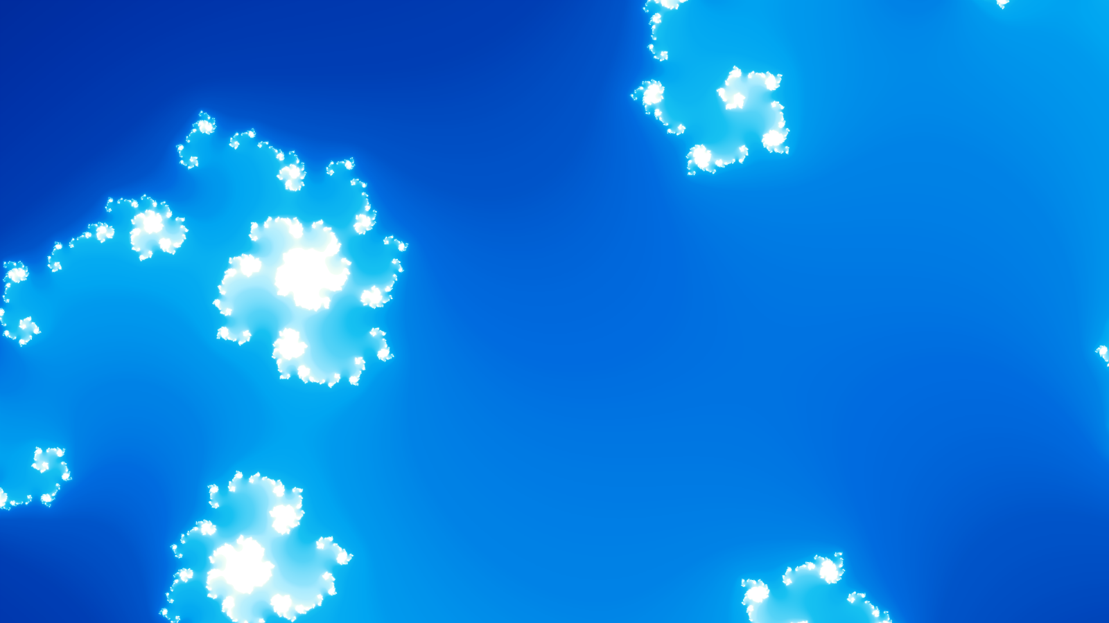 Abstract image featuring glowing white clusters on a smooth blue background, creating a sense of floating or light patterns in a digital or cosmic space.