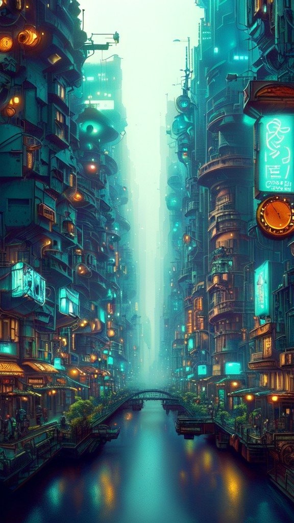 Abstract cyberpunk city Image