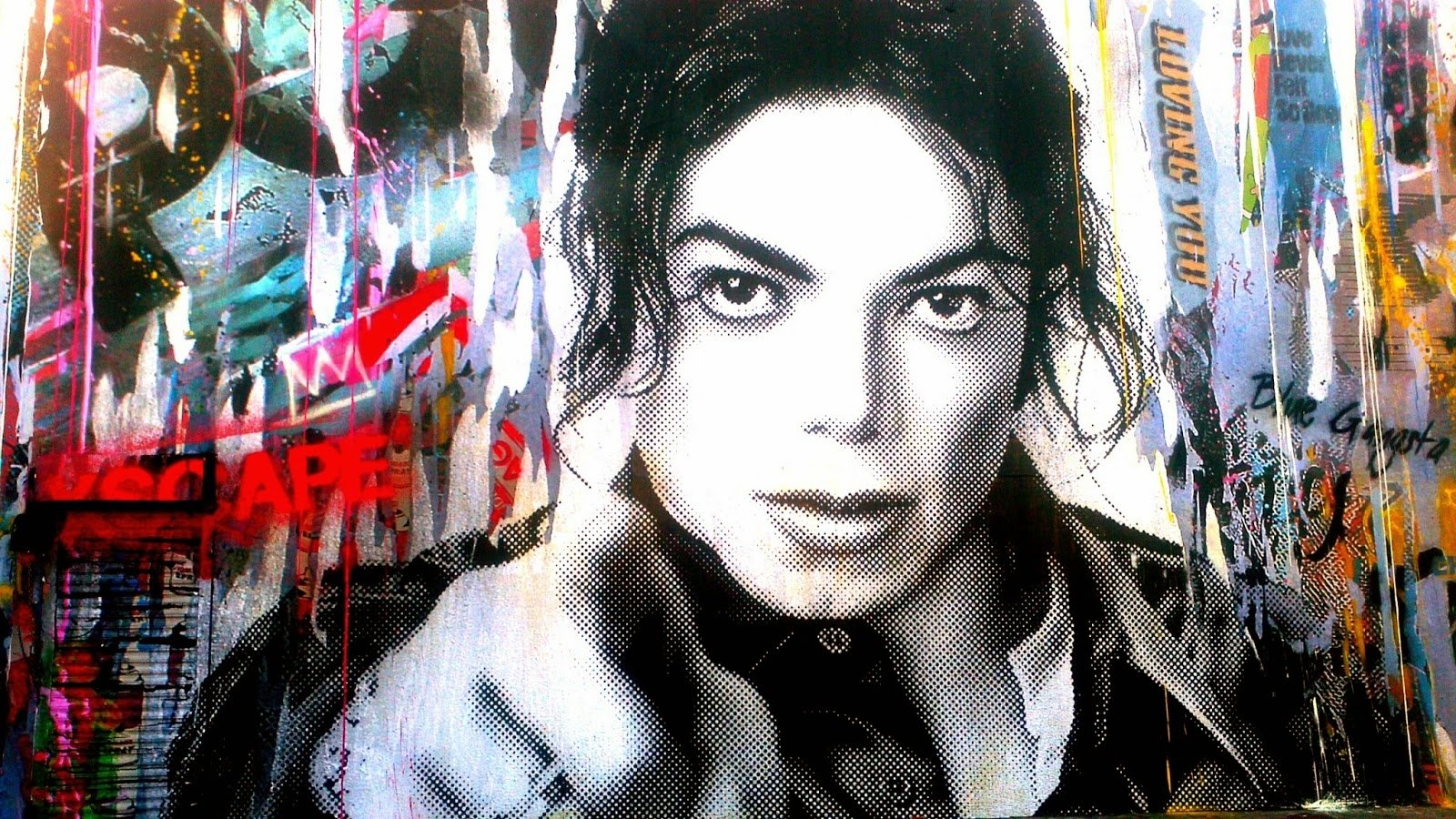 A striking image of Michael Jackson, captured in a stylized portrait with vibrant graffiti elements, celebrating his iconic presence in music history.
