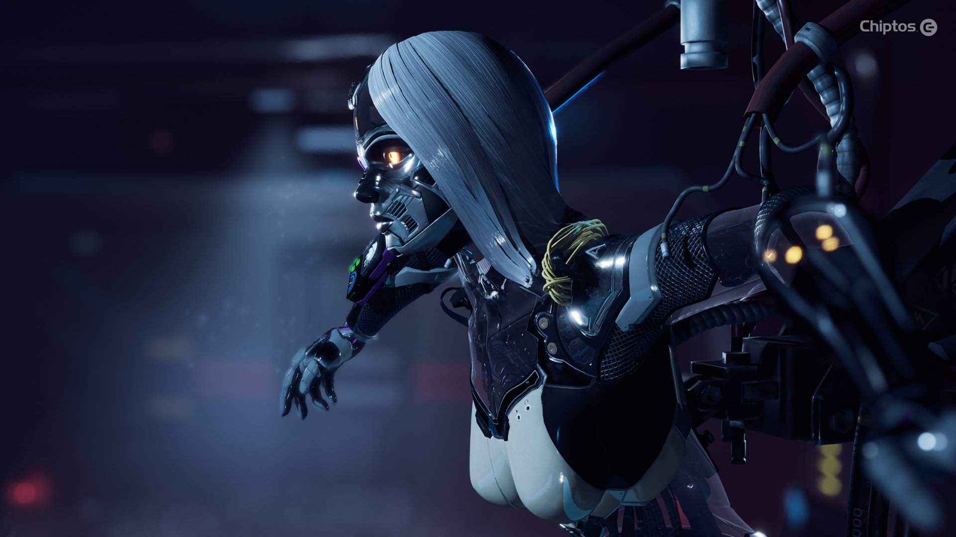  Chiptos X Robot Female Computer Part in Cyberpunk Lab NFT Wallpaper