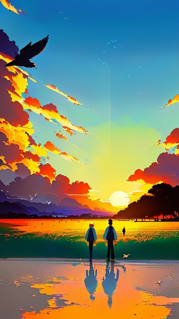 AI Art Anime sunset anime sunset Image