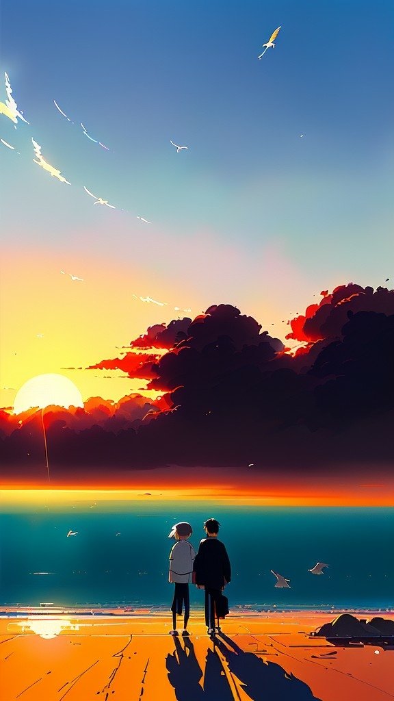 AI Art Anime sunset anime sunset Image