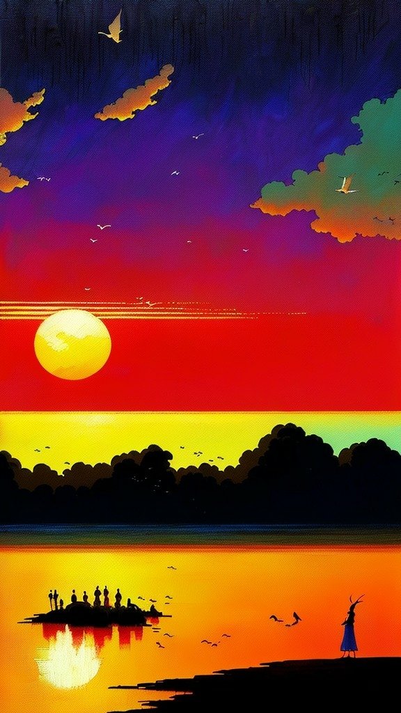 AI Art fantasy sunset Image