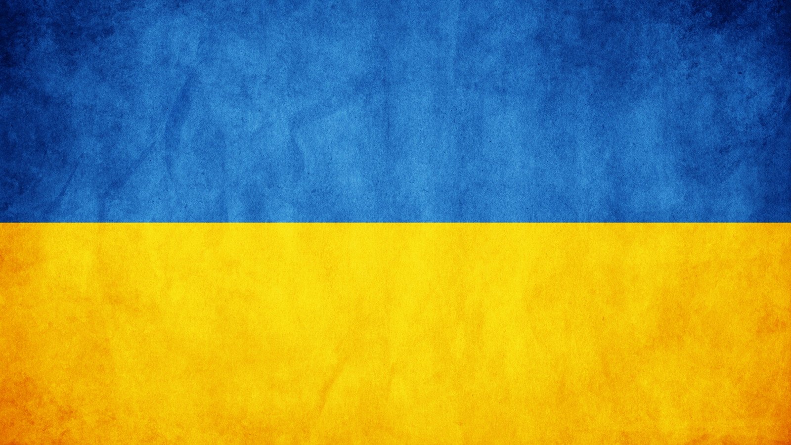 Grunge-style flag of Ukraine with horizontal blue and yellow stripes on a textured background.
