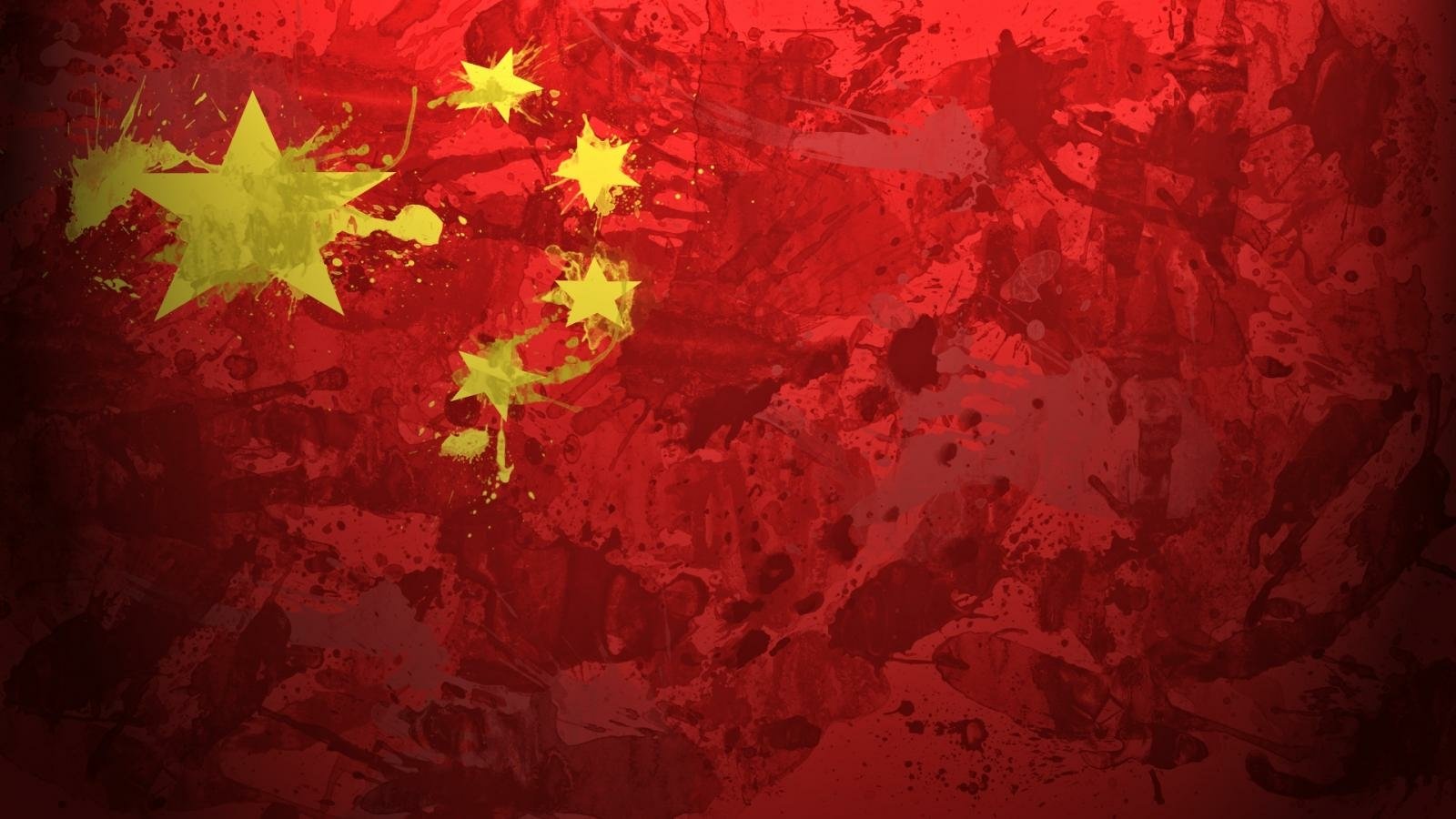Textured red background depicting the flag of China: one large yellow star with four smaller yellow stars.