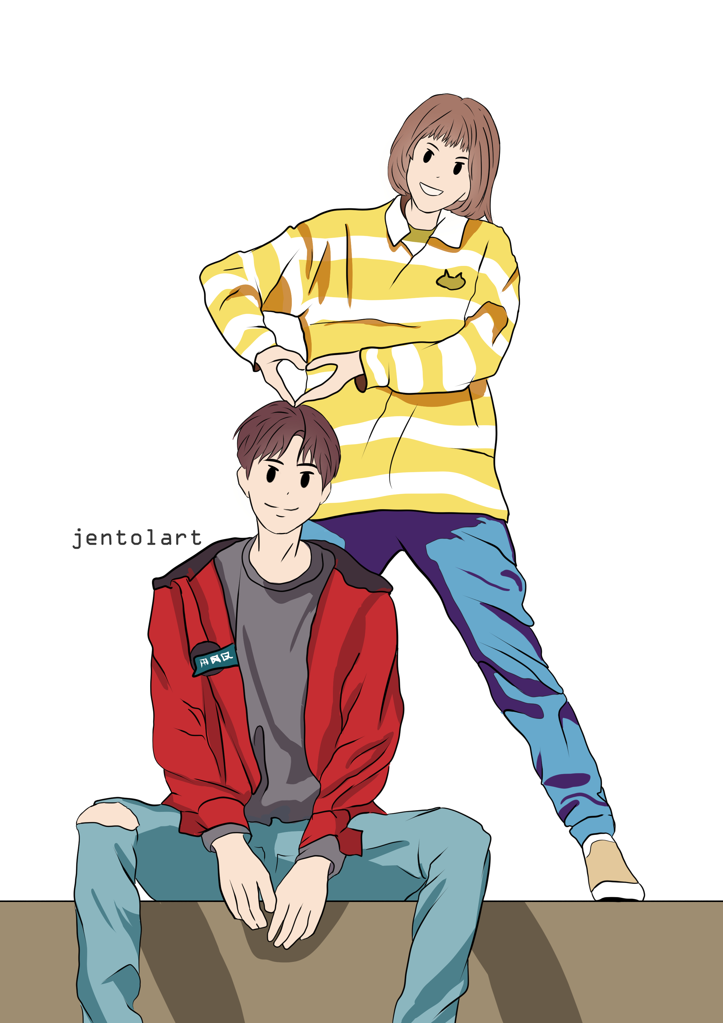 Anime cute couple by Jentolart