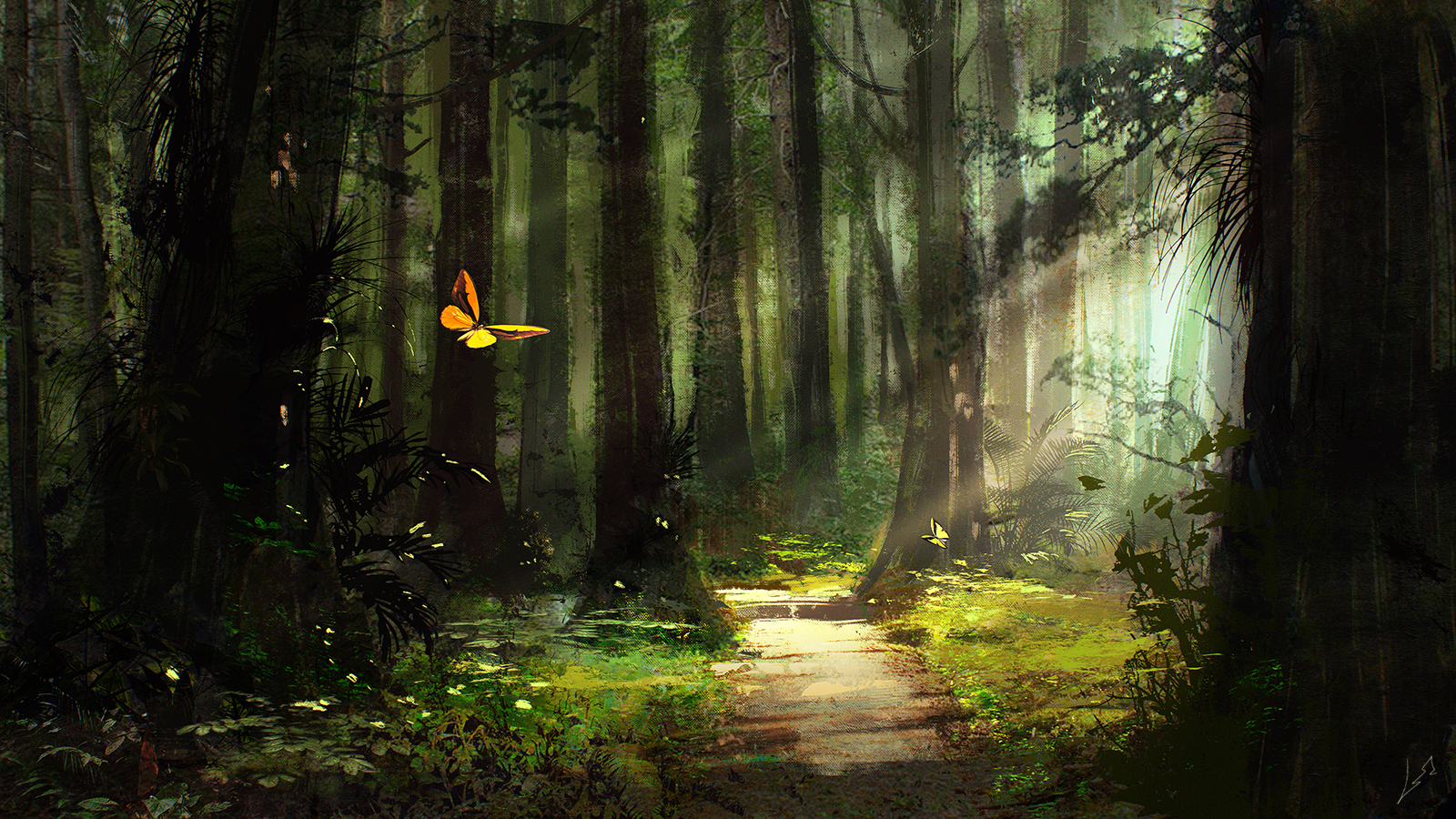 Sunlight on Butterfly in Forest by Kirill Khrol
