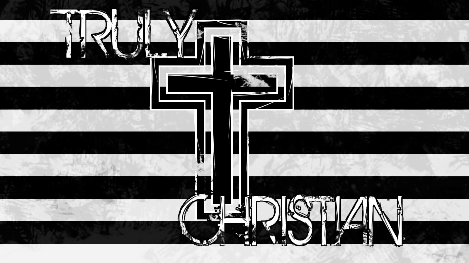 A black and white graphic features bold text reading TRULY CHRISTIAN alongside a prominent cross, reflecting a strong Christian religious theme.