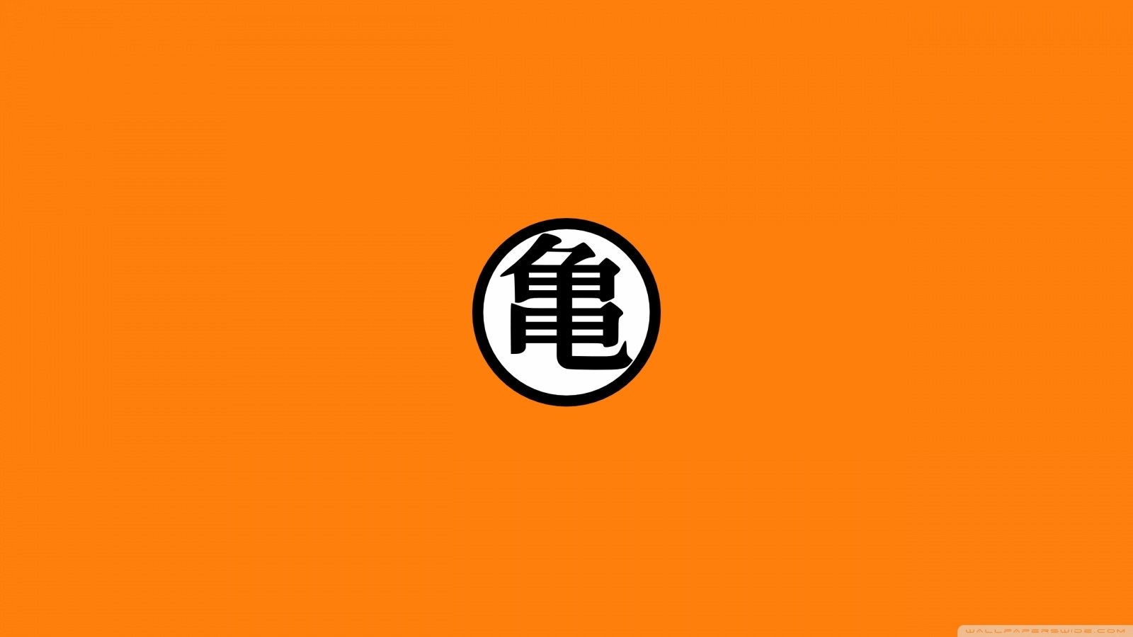 A vibrant orange background features the iconic emblem from Dragon Ball Z, showcasing its distinct black and white design. This image captures the essence of the beloved anime.