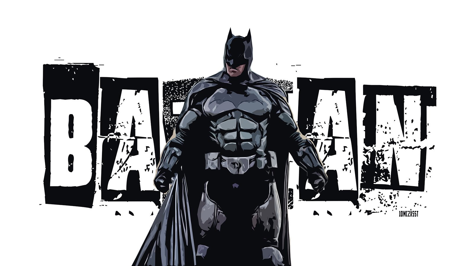 A dynamic illustration of Batman from DC Comics' The Dark Knight, showcasing the iconic hero in his signature suit against a bold BATMAN backdrop.