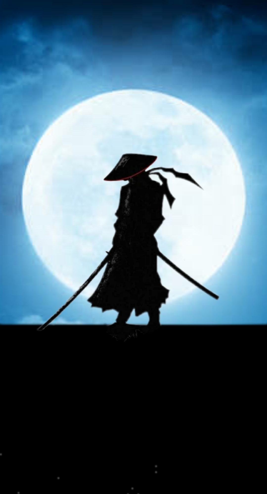 Ninja standing in front of full moon - Image Abyss