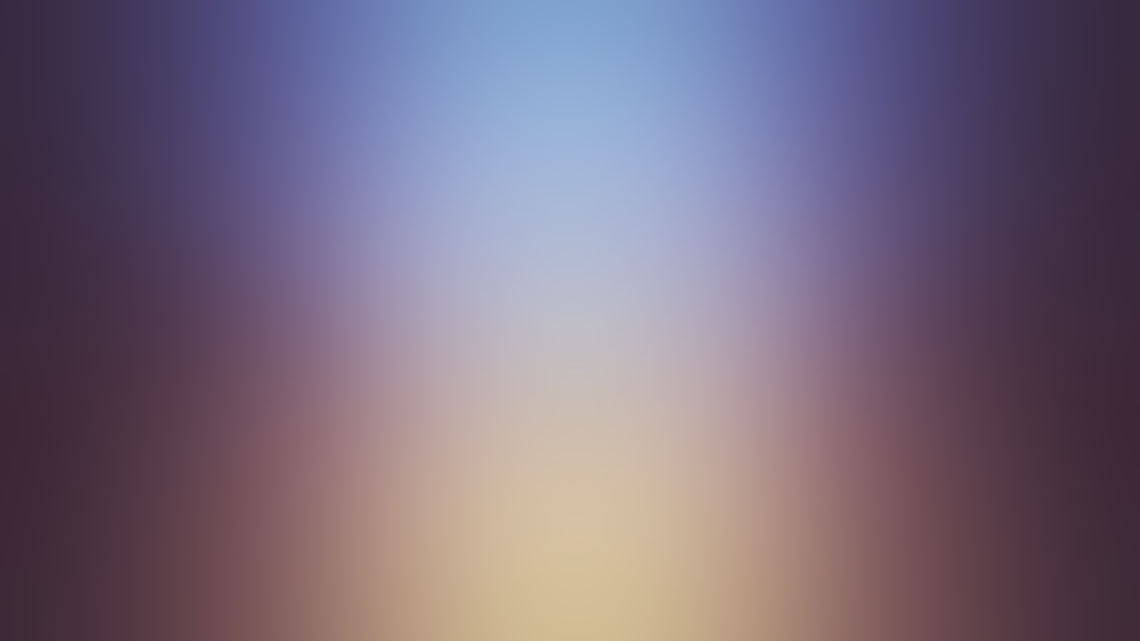 Abstract blurred composition of purple and warm colors — a soft blue center fading into deep purple edges.