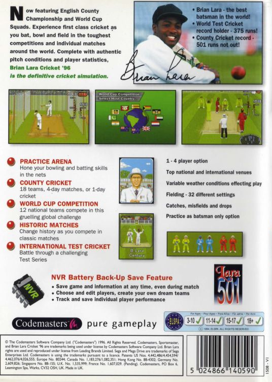 video game Brian Lara Cricket 96 Image