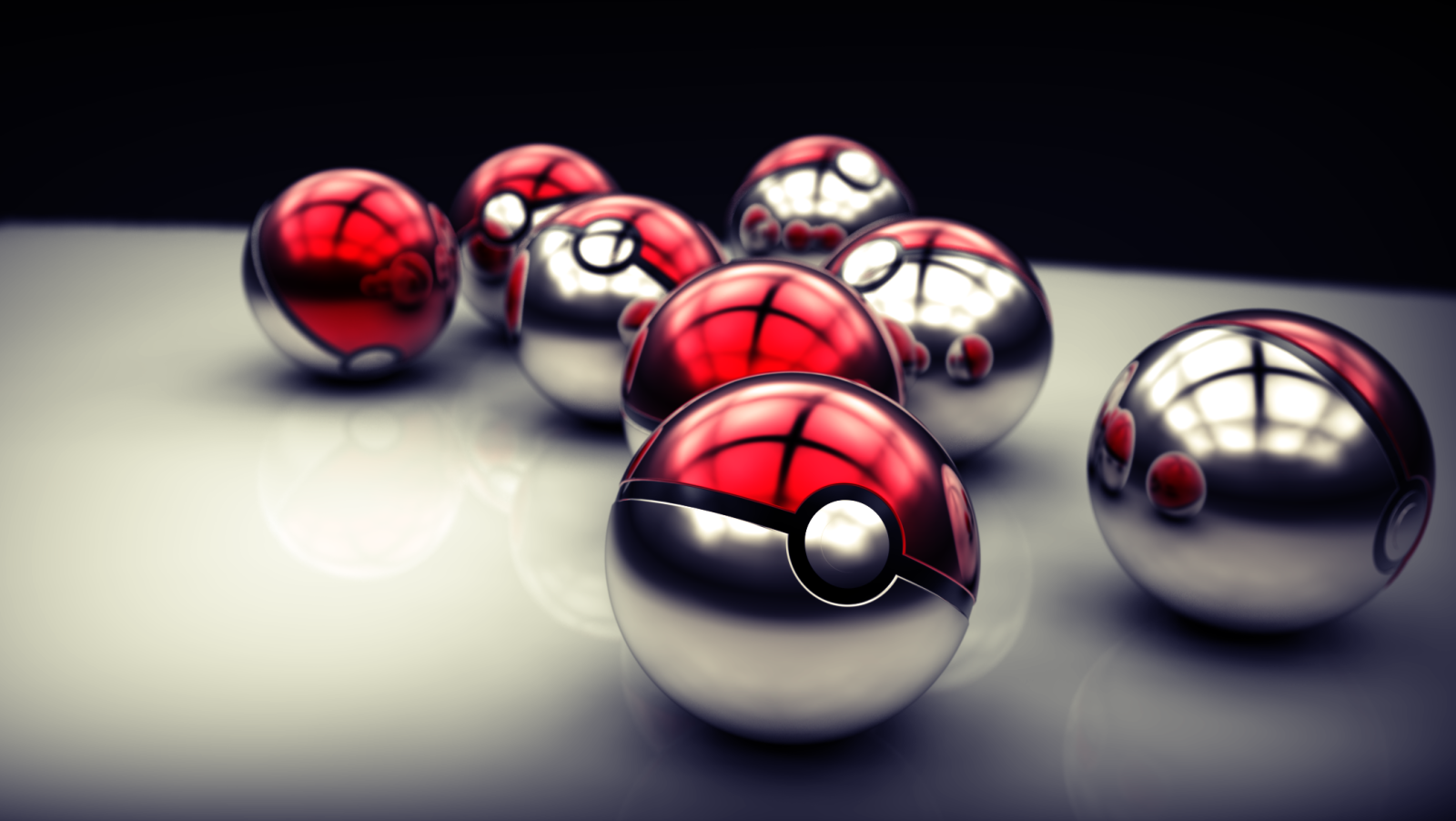 Table with Pokeballs by darksaiko