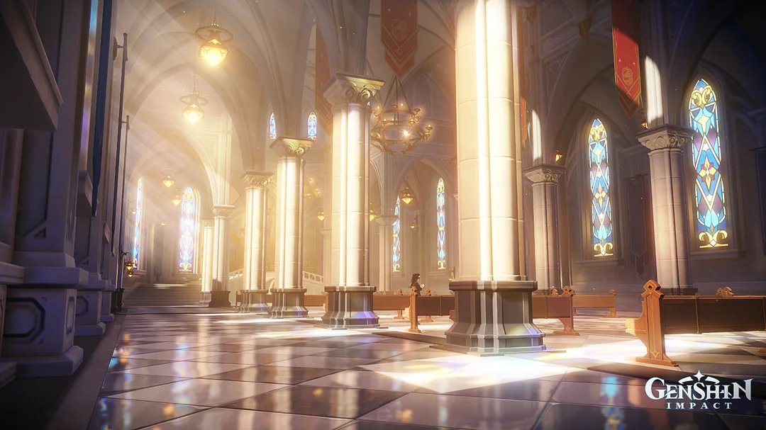 Download Genshin Impact Mondstadt (Genshin Impact) Cathedral Video Game Image