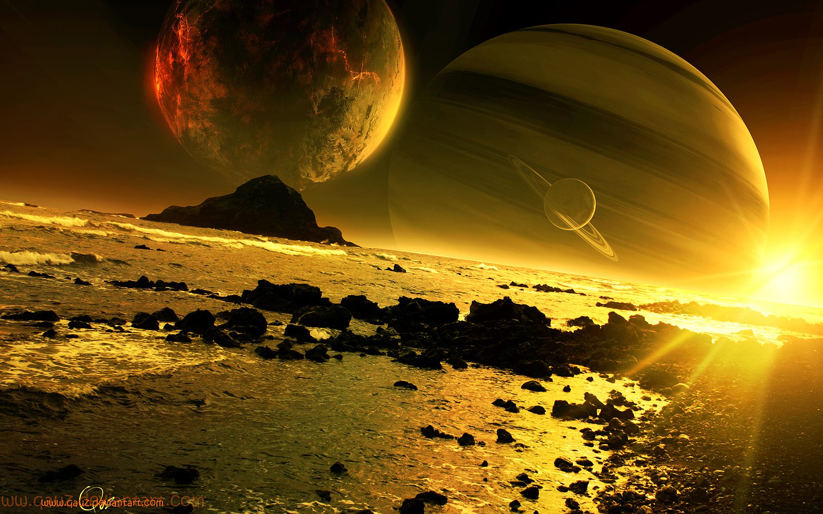 sunrise planet Sci Fi planetscape Image