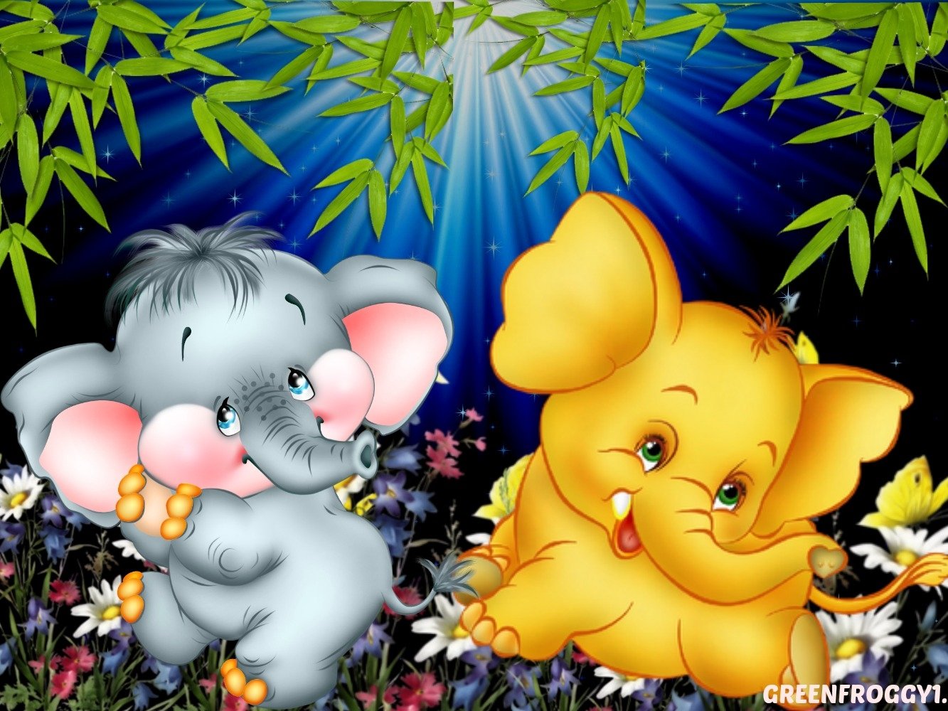 TWO CUTE ELEPHANTS by GREENFROGGY1
