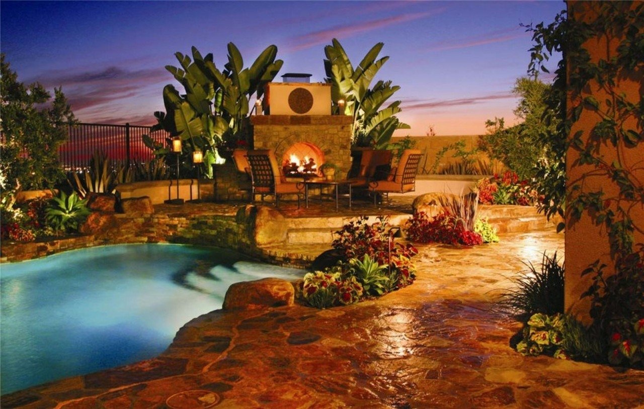 pool man made fireplace Image