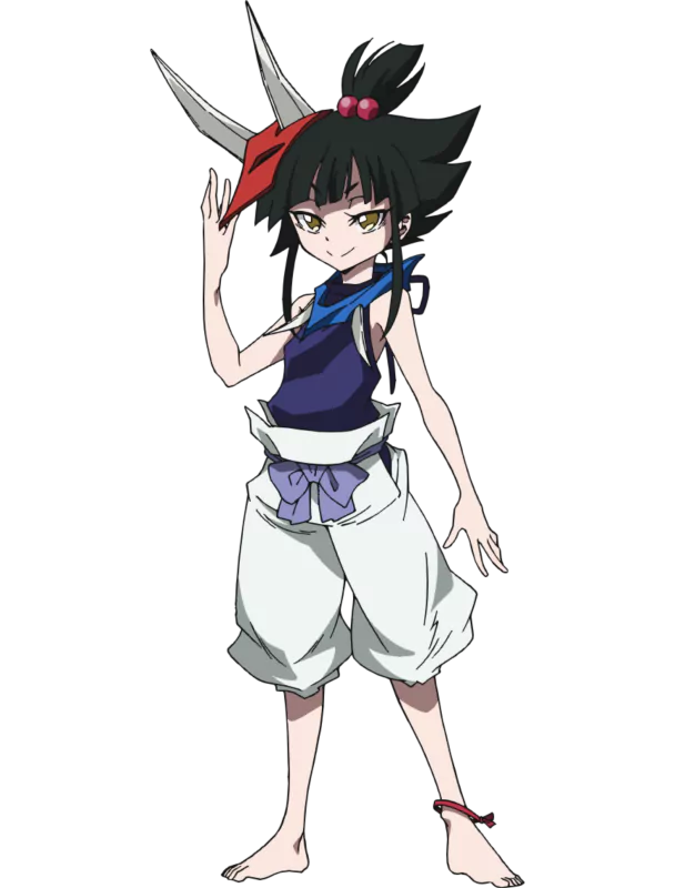 Anime character from Shaman King Flowers manga series standing with an assertive pose on a black background.