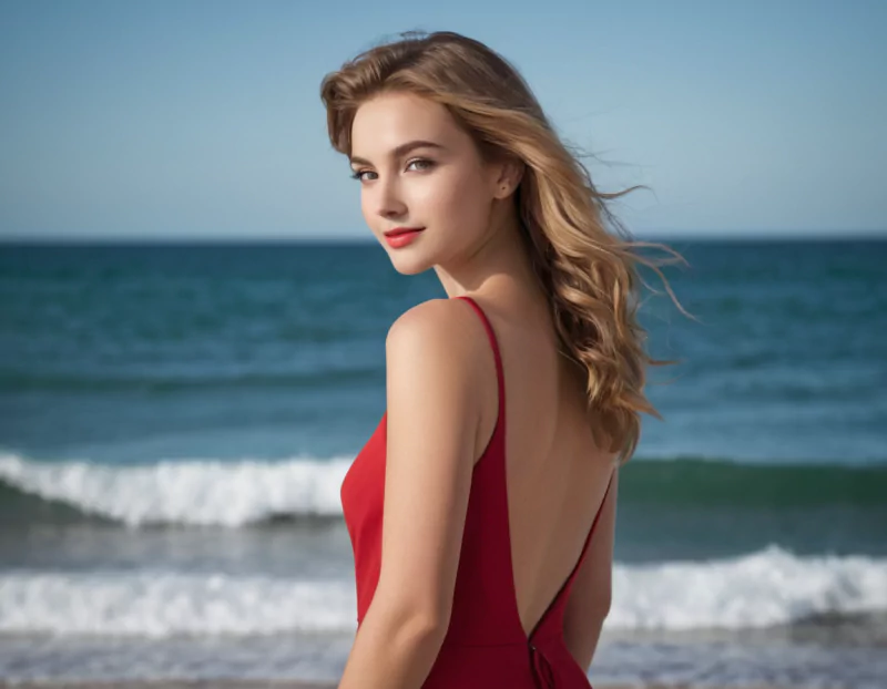  A girl with red dress