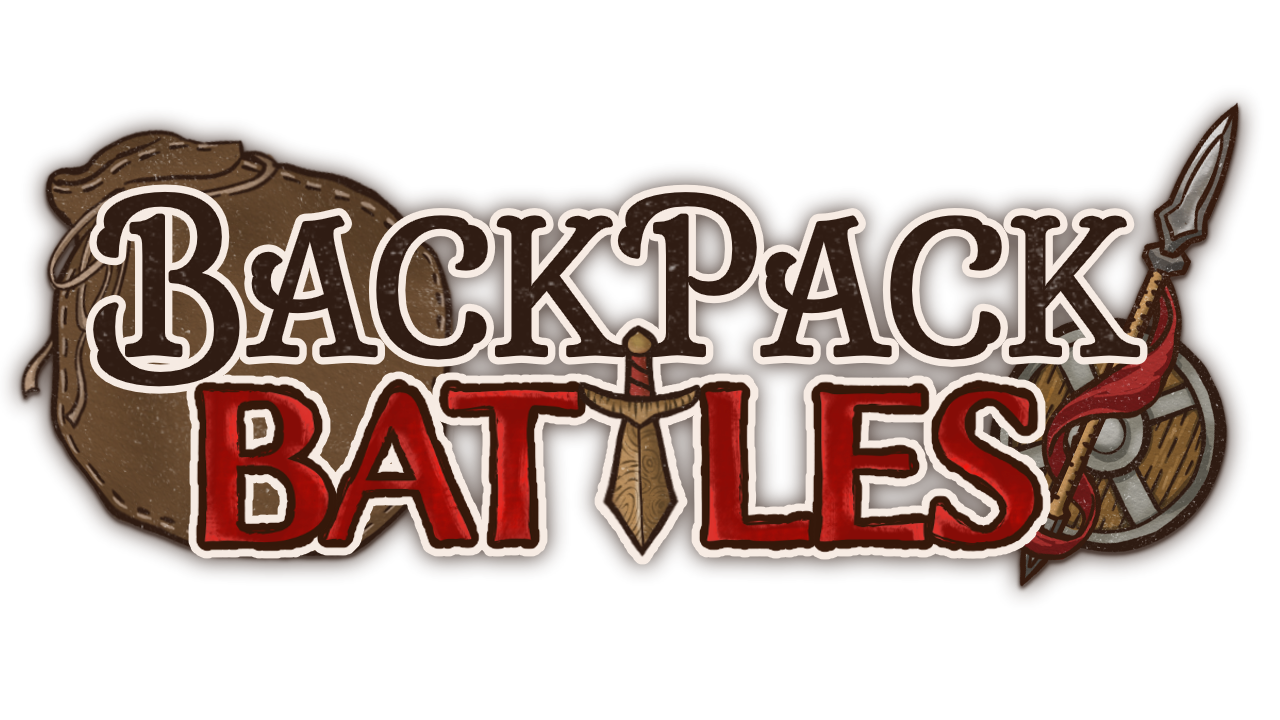 Logo of Backpack Battles video game featuring a stylized backpack and weapons.