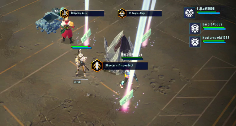 In-game screenshot from Riftstorm featuring characters engaged in combat with colorful visual effects.