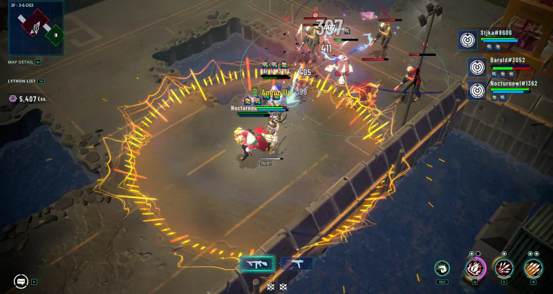 Intense combat scene in Riftstorm video game showing characters engaged in a spellcasting battle.