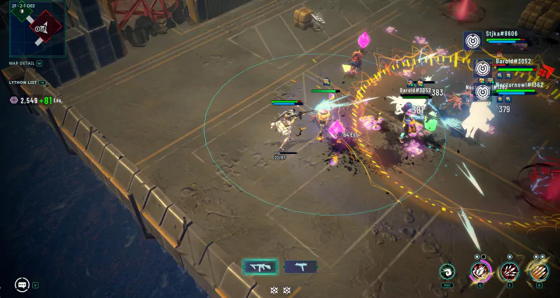 Players engaged in intense combat within the Riftstorm video game, showcasing dynamic battle effects and abilities.