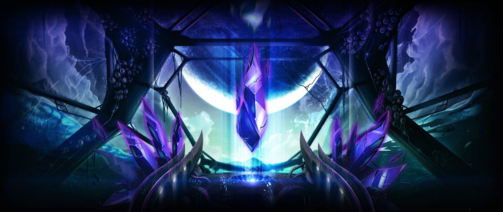 Mystical crystal centerpiece in an ethereal setting from Freedom Planet 2 video game.