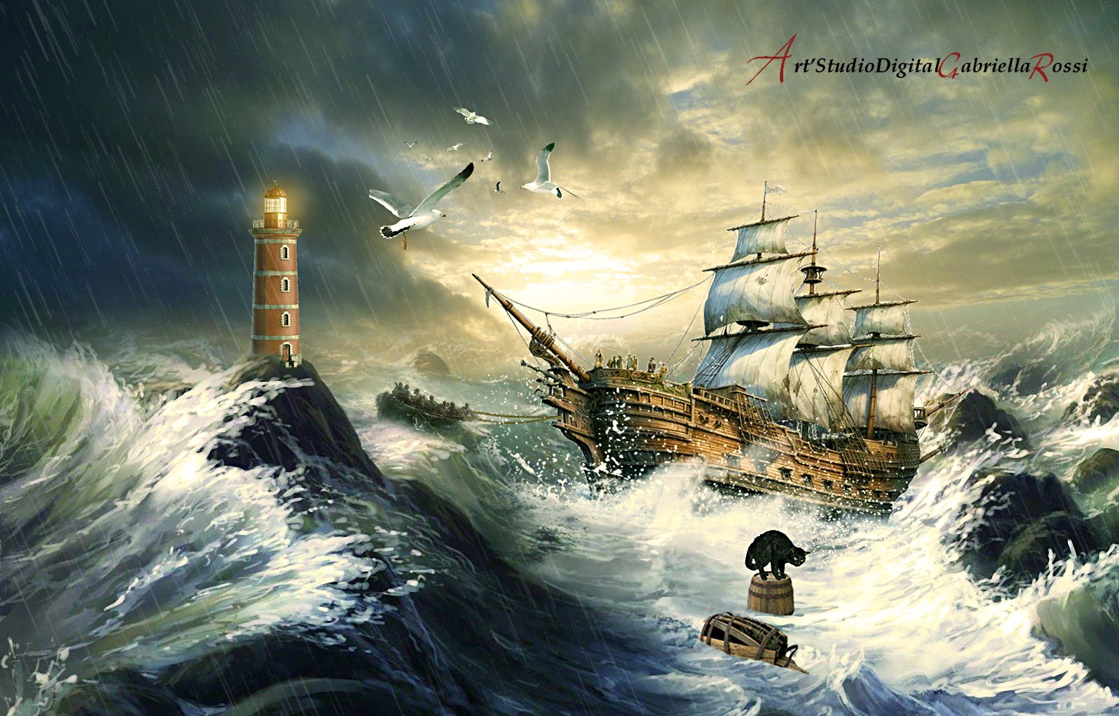 Download Sea Shipwreck Digitalis Art Attack Image