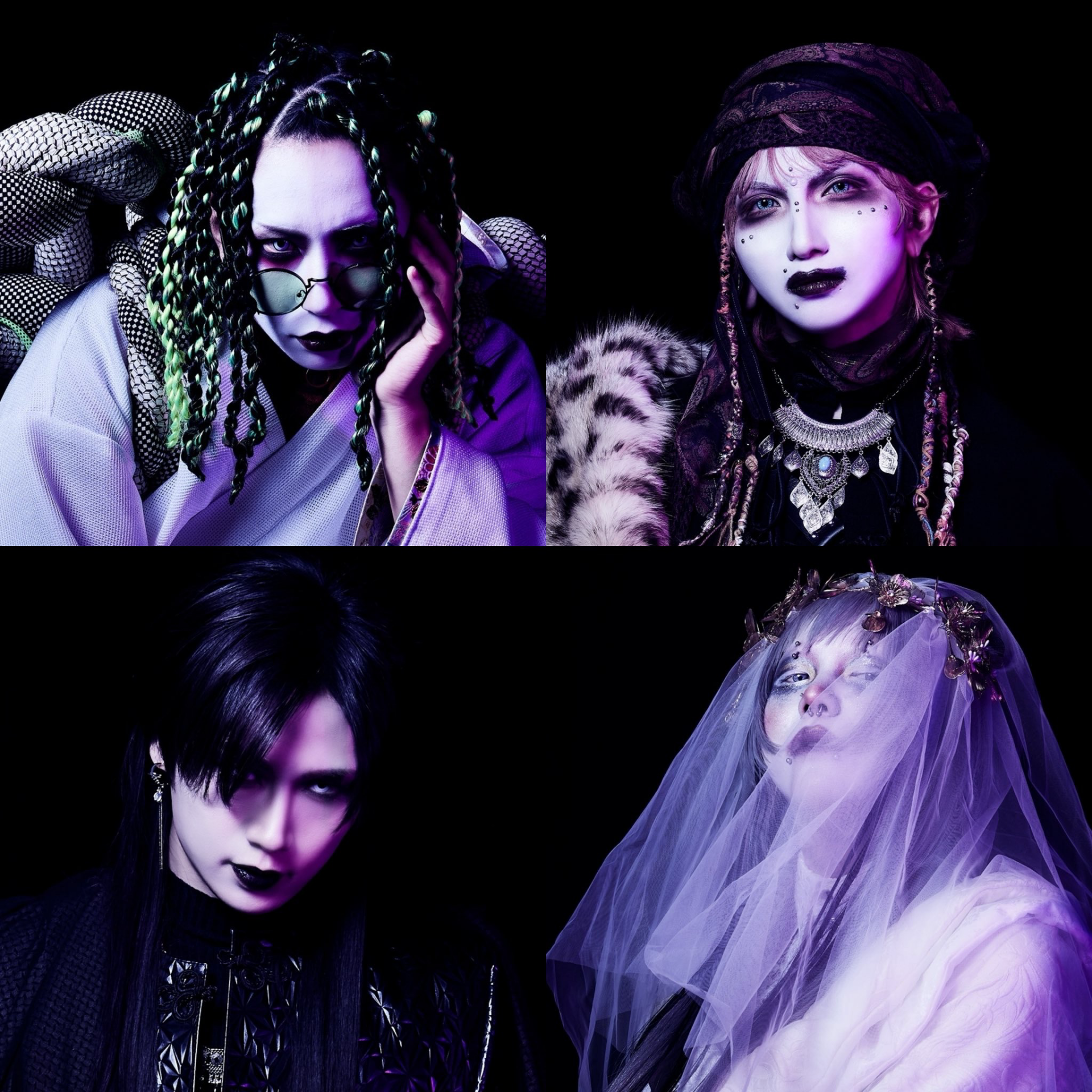 A striking visual kei musician from Kizu, a Japanese JRock band, showcasing vibrant aesthetics and bold style.
