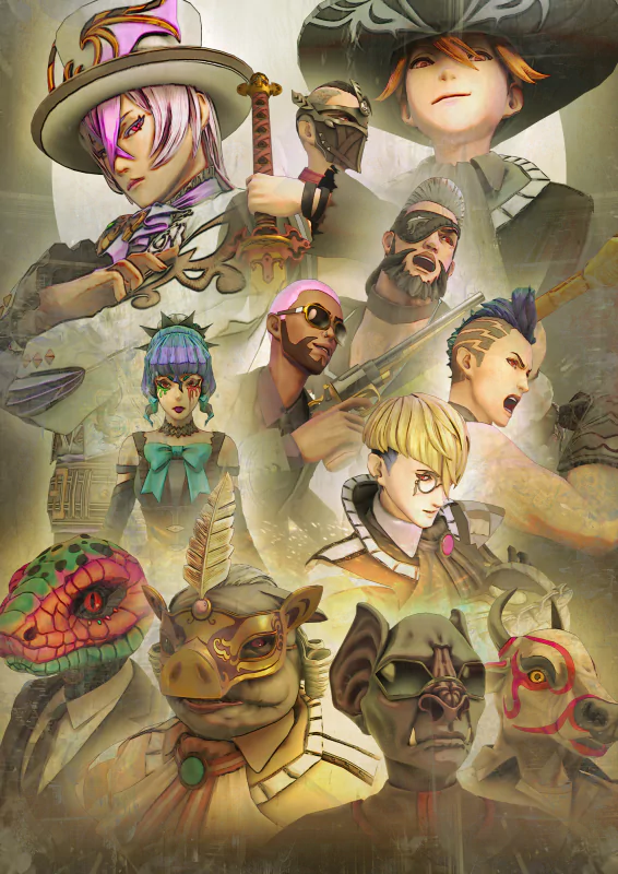 Collage of diverse characters from the video game SaGa Emerald Beyond, showcasing unique design and fantasy elements.