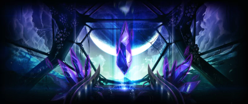 Mystical crystal centerpiece in an ethereal setting from Freedom Planet 2 video game.