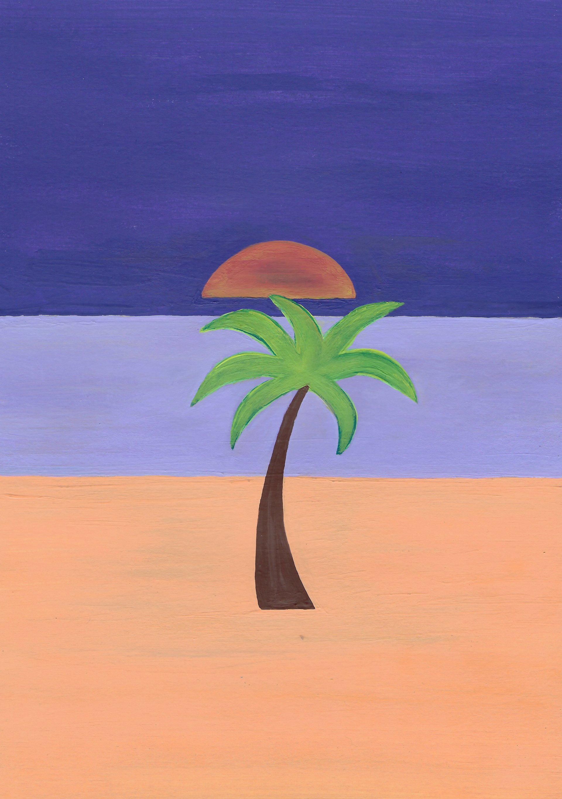 Palm tree purple sky by olipaintfr